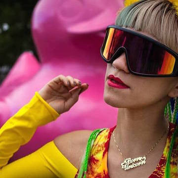 TWO FANCY PRINT NAMES W/ TWO HEARTS NECKLACE