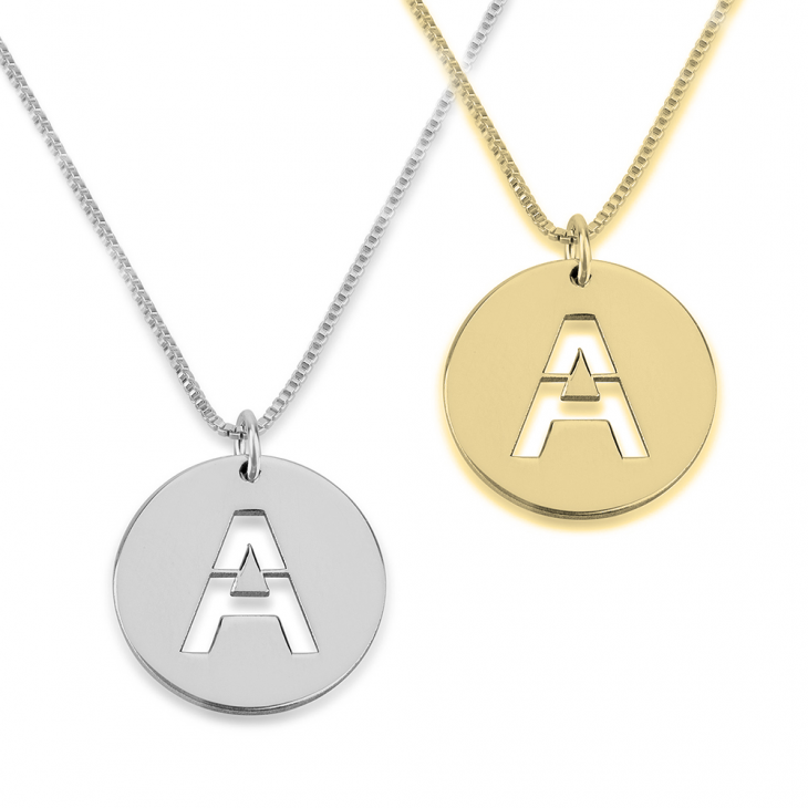 LASER CUT INITIAL COIN NECKLACE