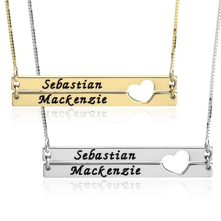 DOUBLE BARS W/ HEART NAMEPLATE