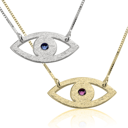 EVIL EYE NECKLACE W/ BIRTHSTONE