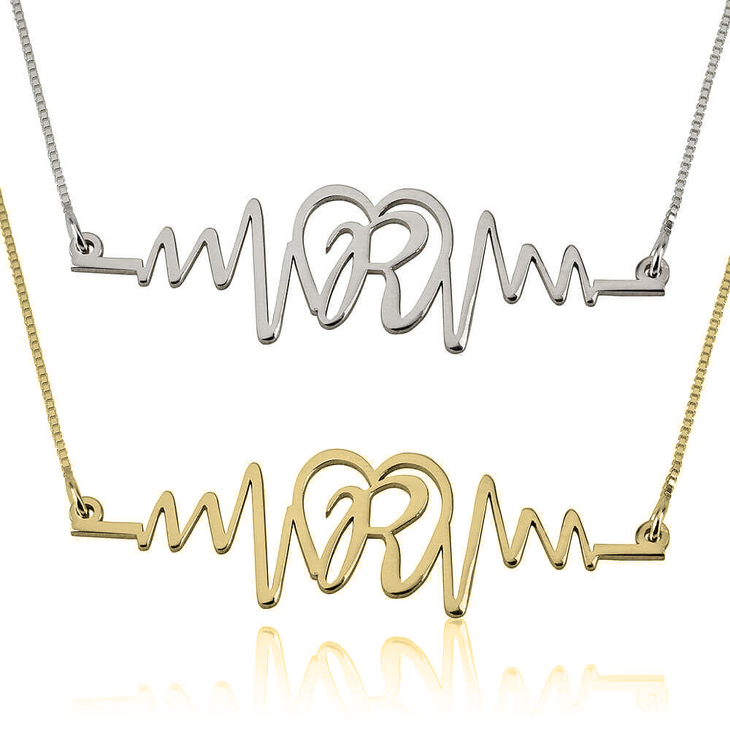 Initial Heartbeat Necklace