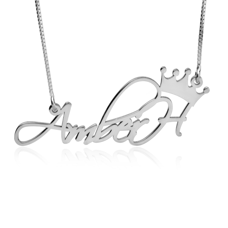 SCRIPT NAME W/ CROWN NECKLACE