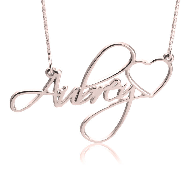 SCRIPT NAME W/ HEART NECKLACE