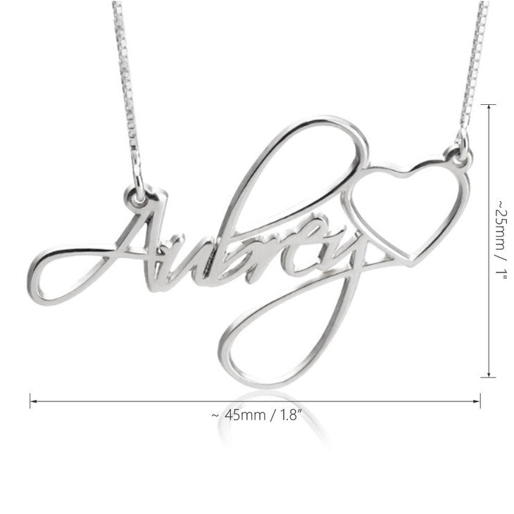 SCRIPT NAME W/ HEART NECKLACE