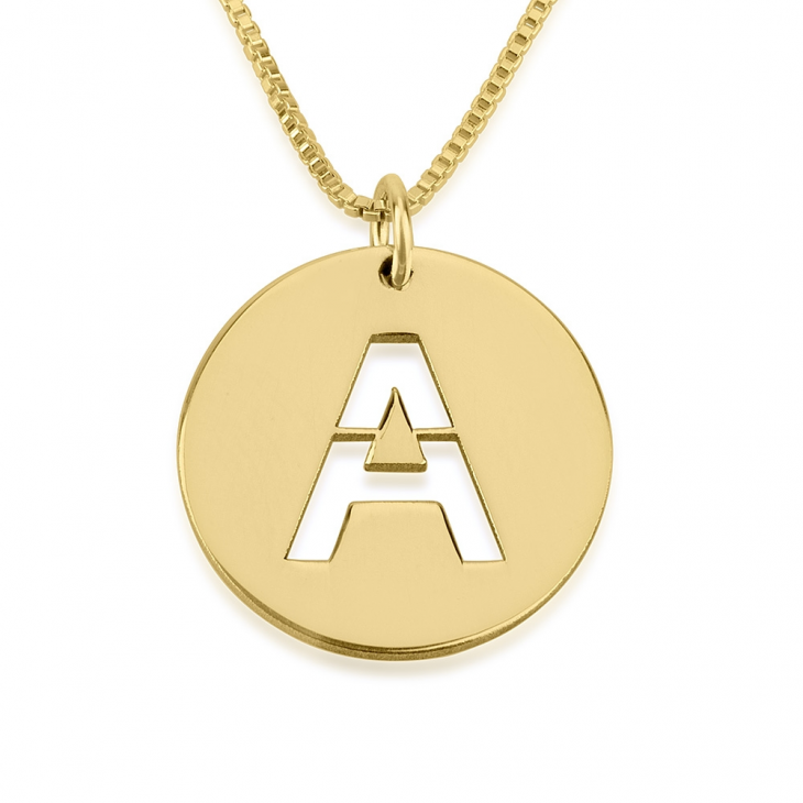 LASER CUT INITIAL COIN NECKLACE