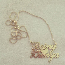Load image into Gallery viewer, TWO FANCY PRINT NAMES W/ HEART NECKLACE