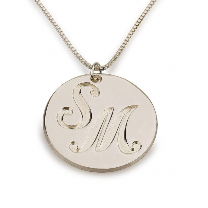 ENGRAVED TWO INITIALS COIN NAME NECKLACE