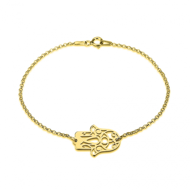14k Gold Bracelet with Hamsa Charm