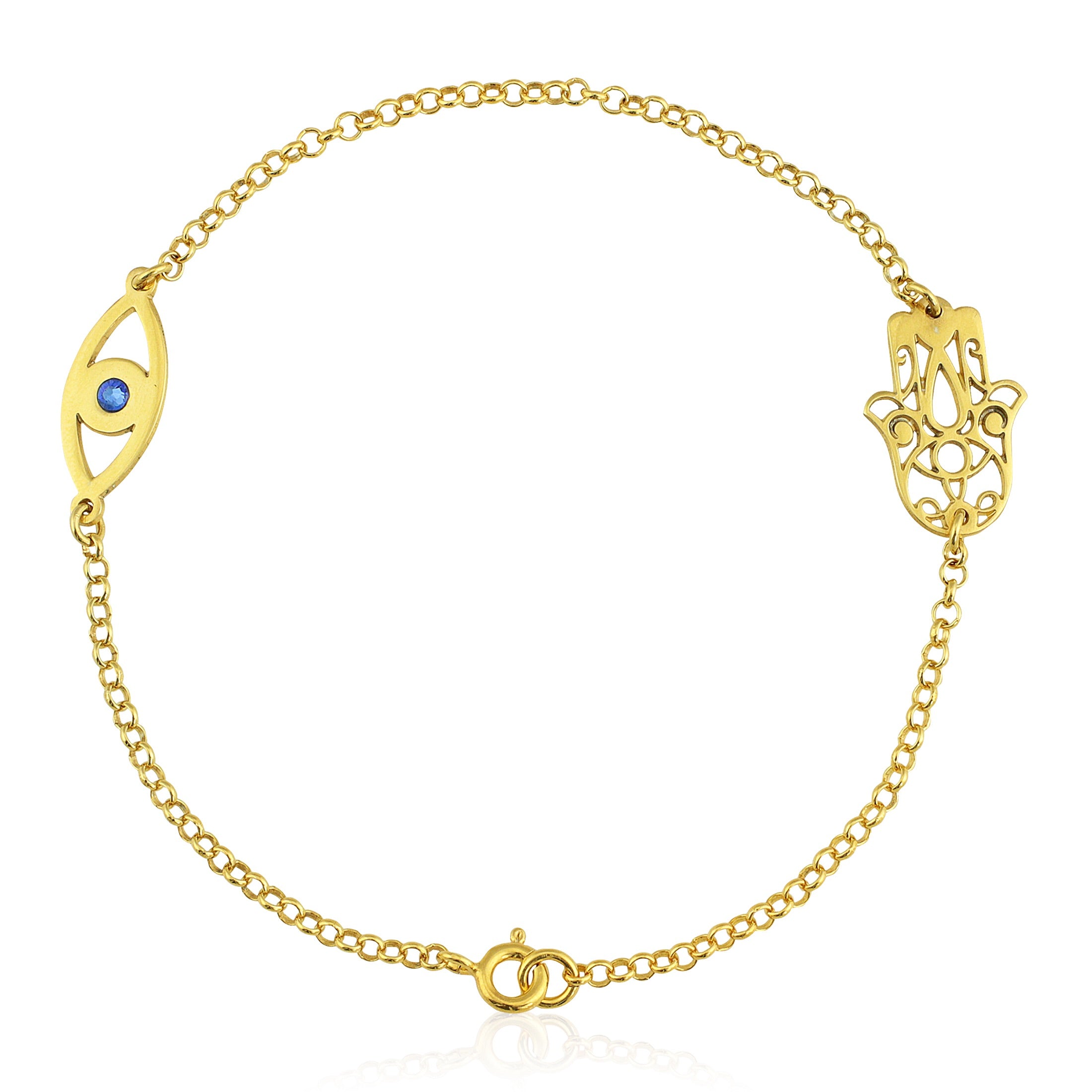 EVIL EYE & HAMSA HAND ANKLET