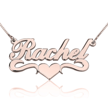 Load image into Gallery viewer, FANCY PRINT NAME NECKLACE W/ MIDDLE HEART