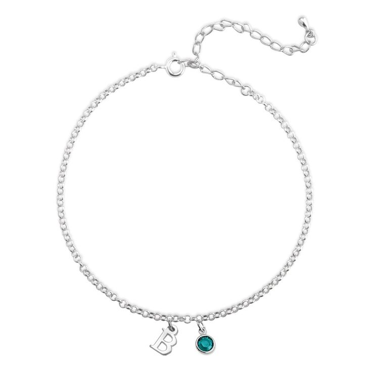 INITIAL AND BIRTHSTONE ANKLET