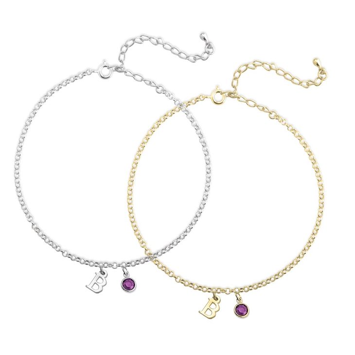 INITIAL AND BIRTHSTONE ANKLET