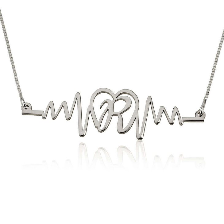 Initial Heartbeat Necklace