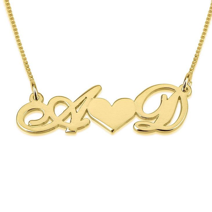 INITIALS W/ HEART NECKLACE