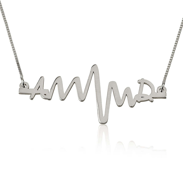 TWO INITIALS HEARTBEAT NECKLACE