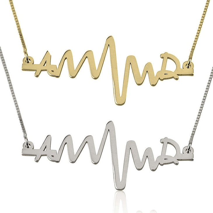 TWO INITIALS HEARTBEAT NECKLACE